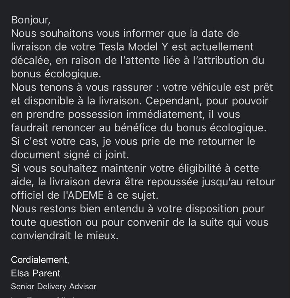 Image de livraison Tesla