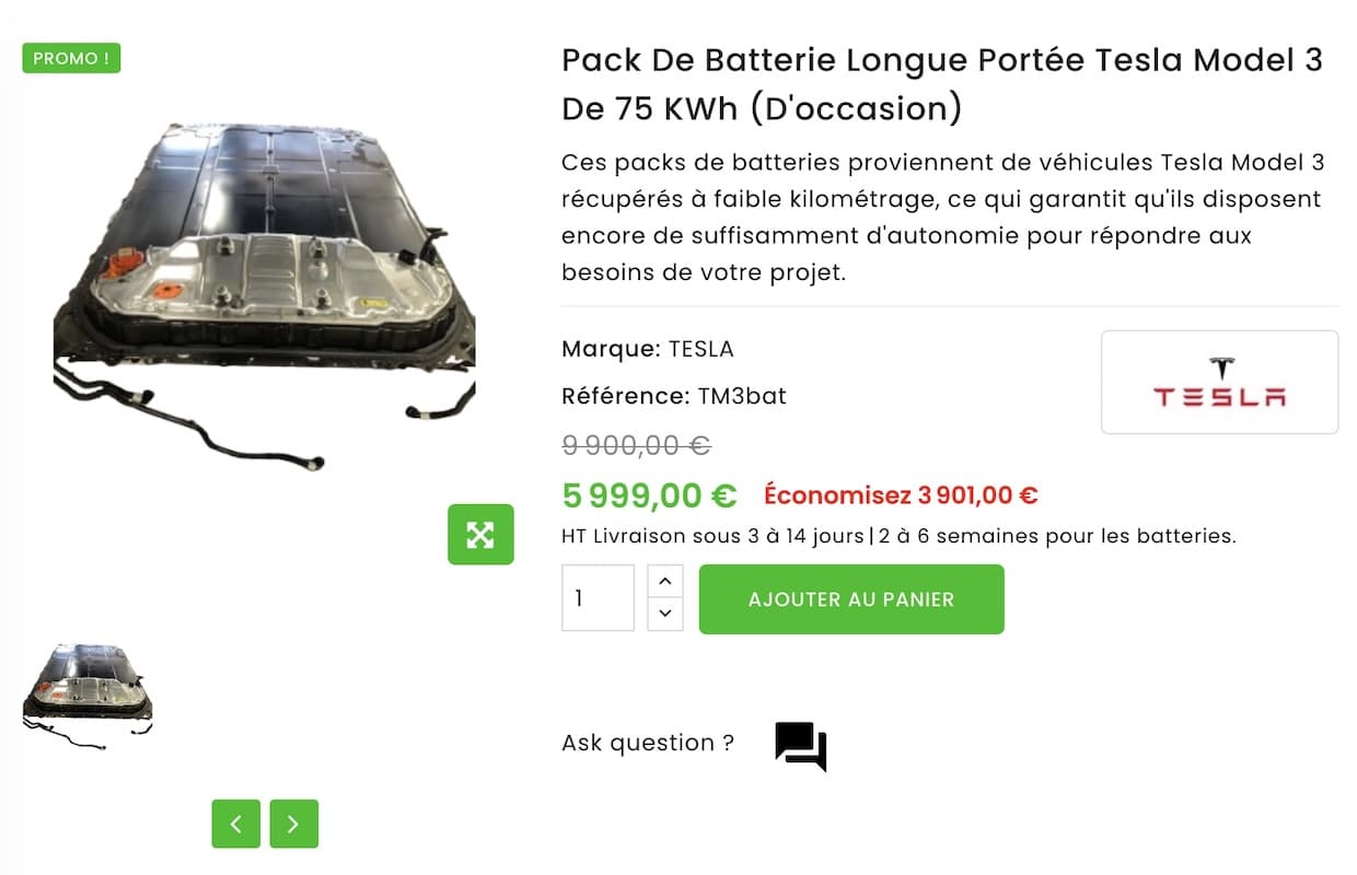 Batterie Tesla d'occasion