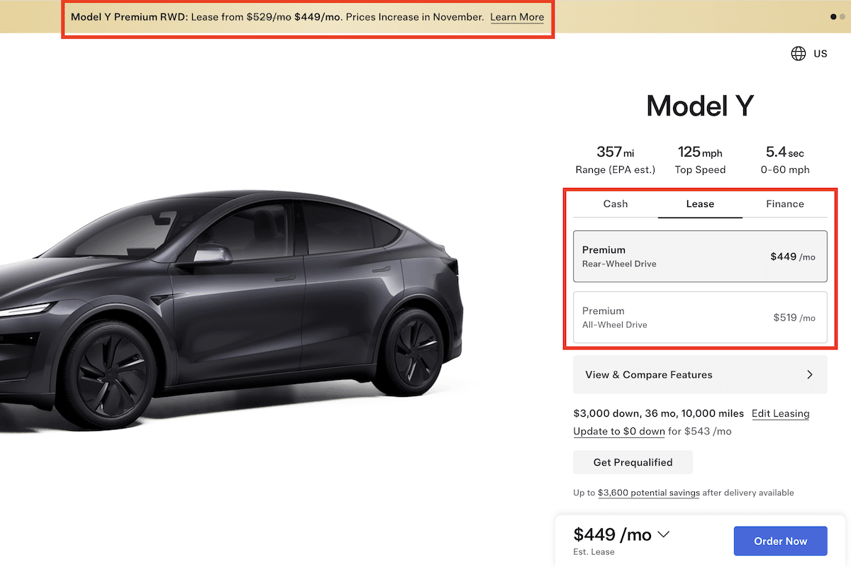 Tesla Model Y Lease USA