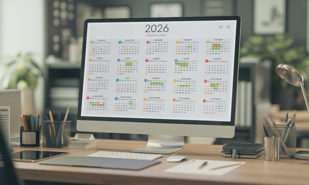 téléchargez gratuitement le calendrier 2026 avec tous les jours fériés, vacances scolaires et numéros de semaine, disponible en formats excel et pdf pour une organisation optimale.